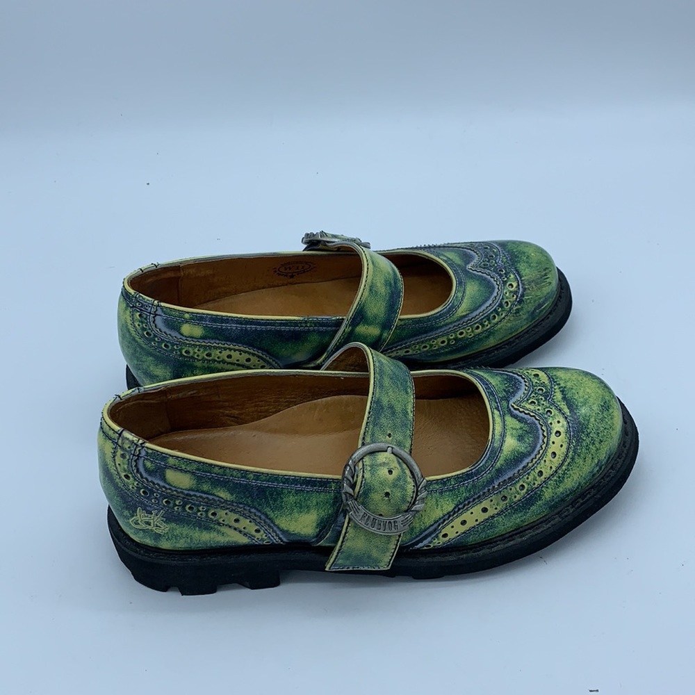 John Fluevog Acid Green Mary Jane Shoes Size 11 - Picture 4 of 13